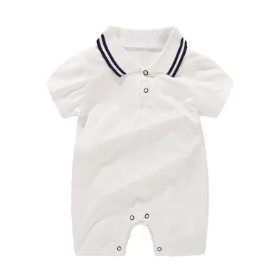 Short Sleeve Baby Romper White