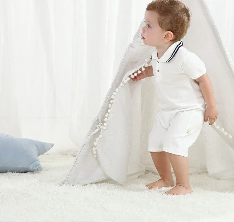 Short Sleeve Baby Romper White