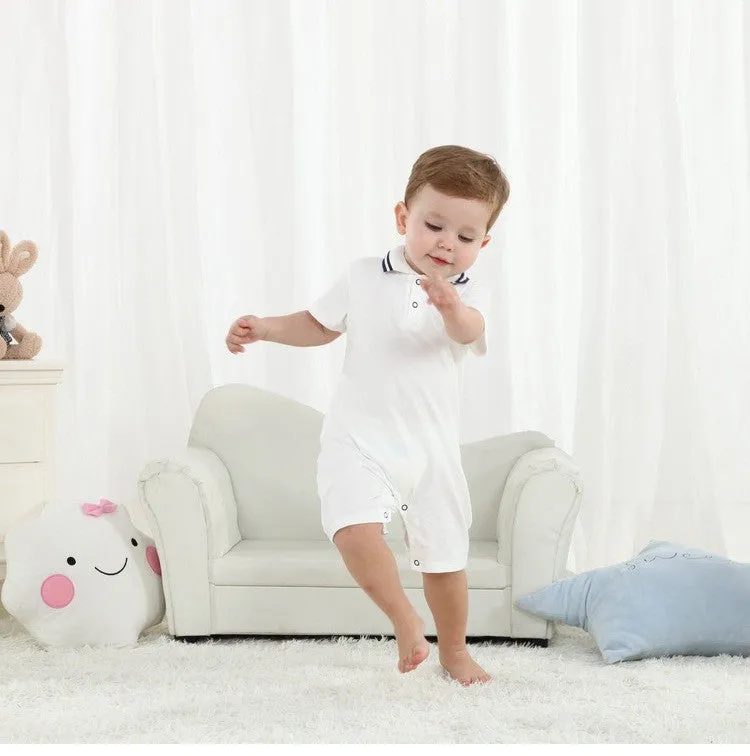 Short Sleeve Baby Romper White