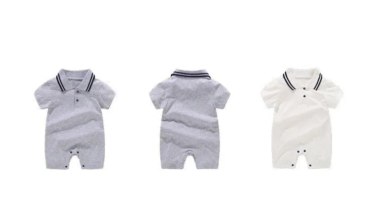 Short Sleeve Baby Romper White