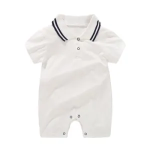 Short Sleeve Baby Romper White