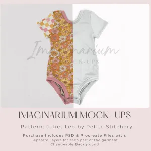 Short Sleeve Leotard with Snap Placket Mockup, Realistic Clothing Mock Up for Photoshop and Procreate