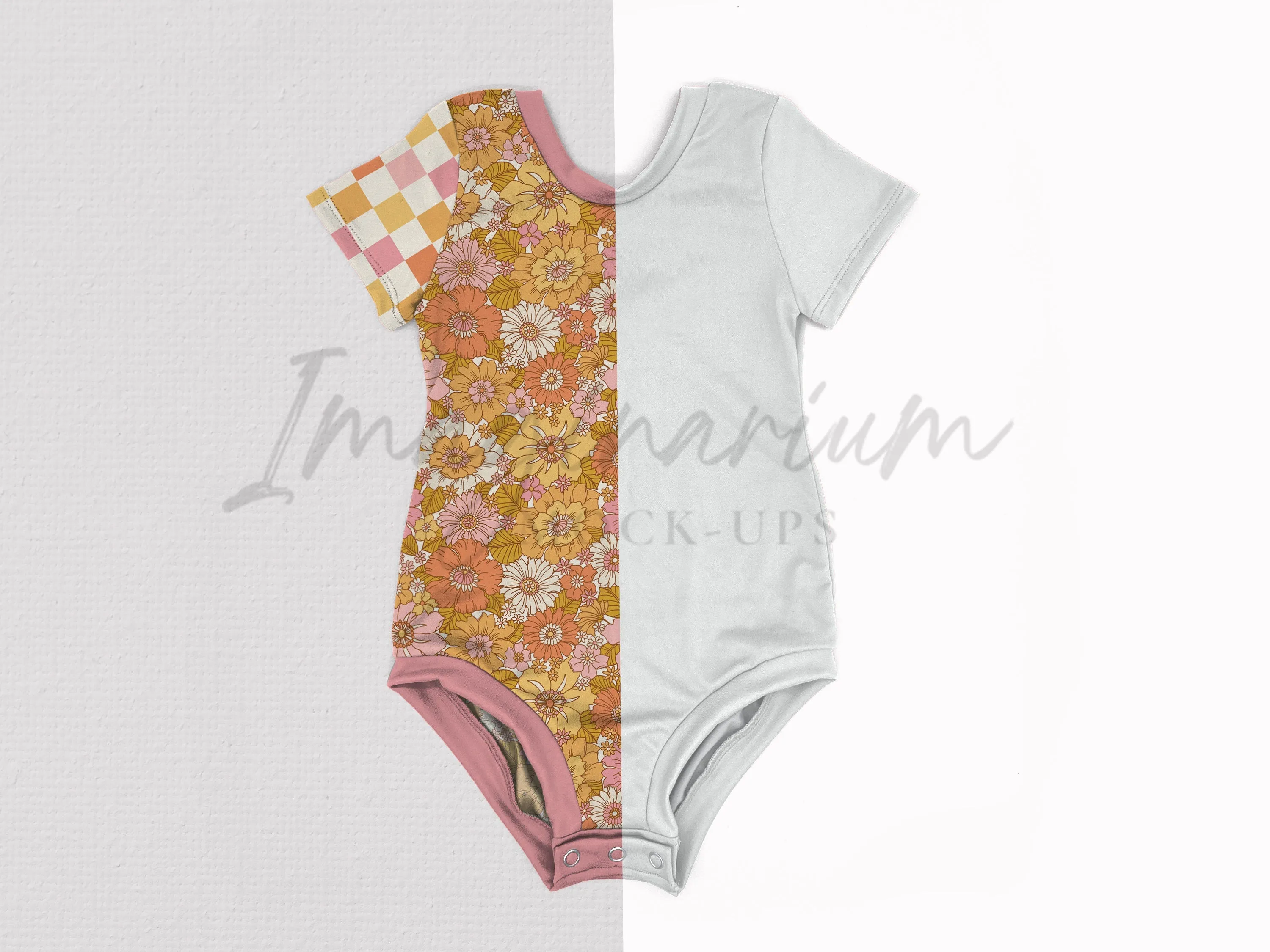 Short Sleeve Leotard with Snap Placket Mockup, Realistic Clothing Mock Up for Photoshop and Procreate