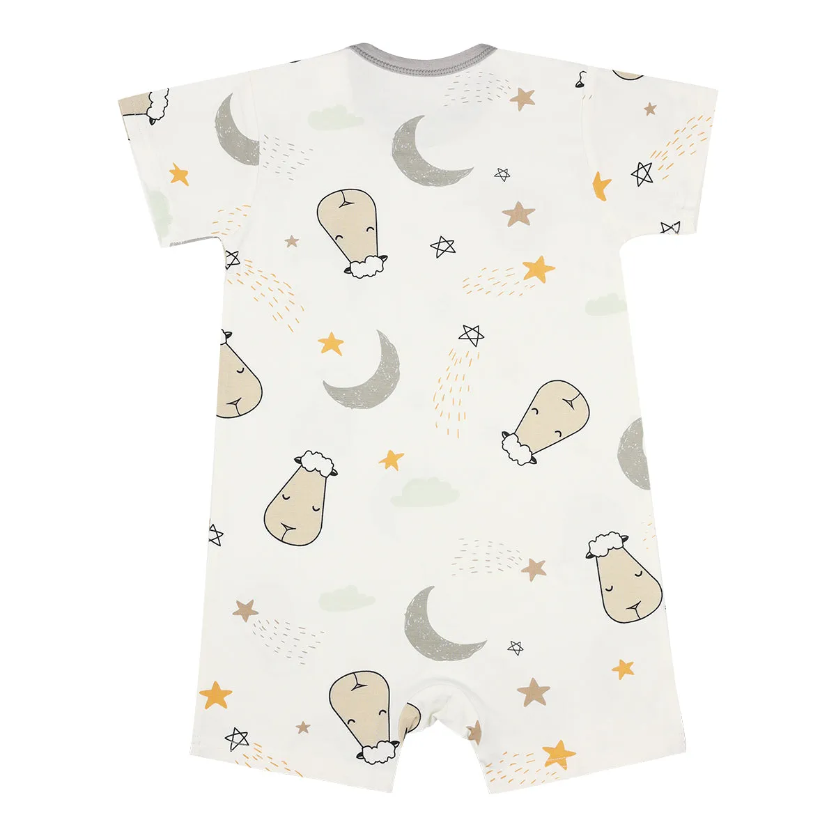 Short Sleeve Romper Goodnight Baa Baa White