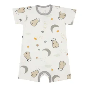Short Sleeve Romper Goodnight Baa Baa White