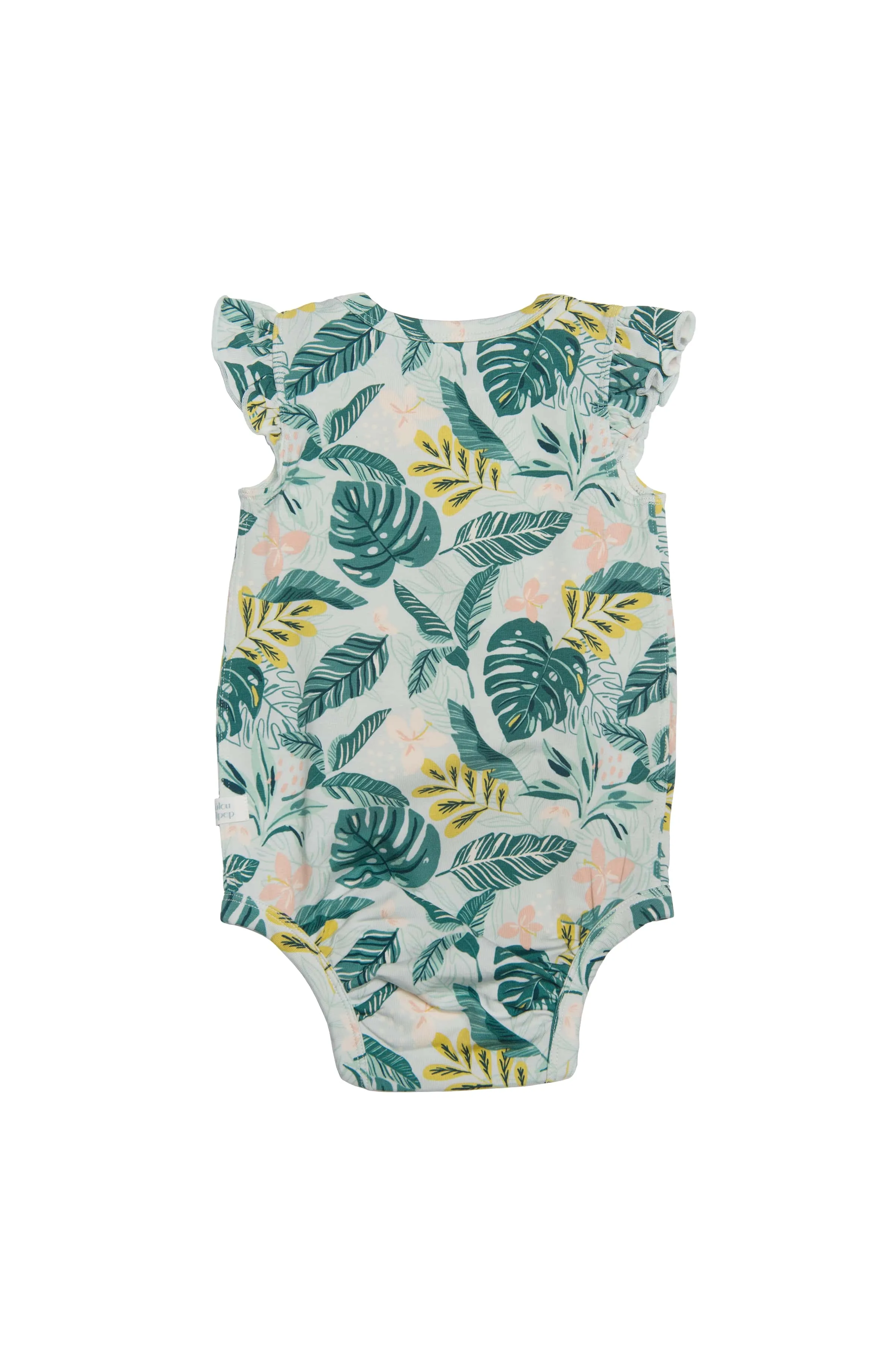Short Sleeve Ruffle Bodysuit - Jungle Leaves