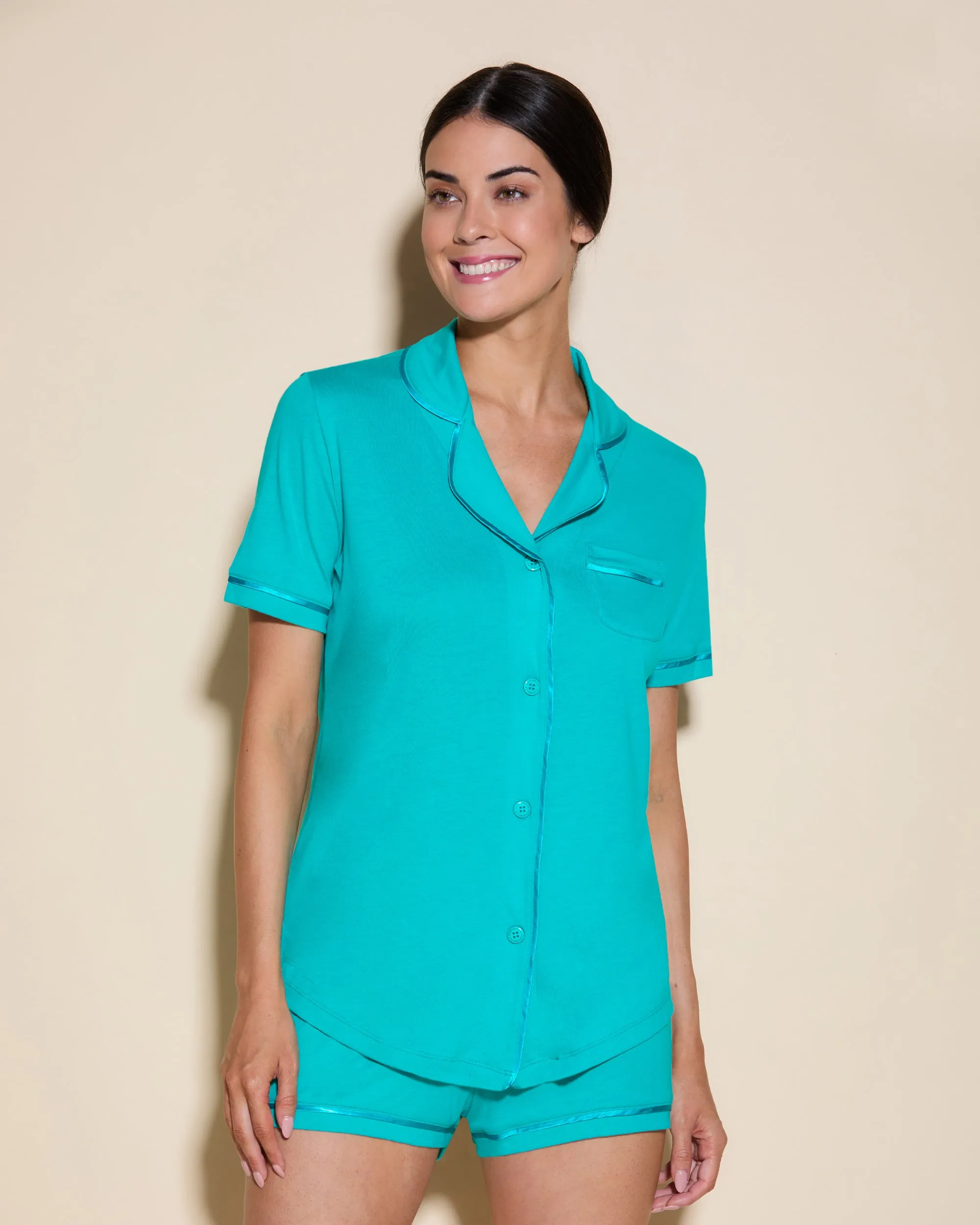 Short Sleeve Top & Boxer Pajama Set