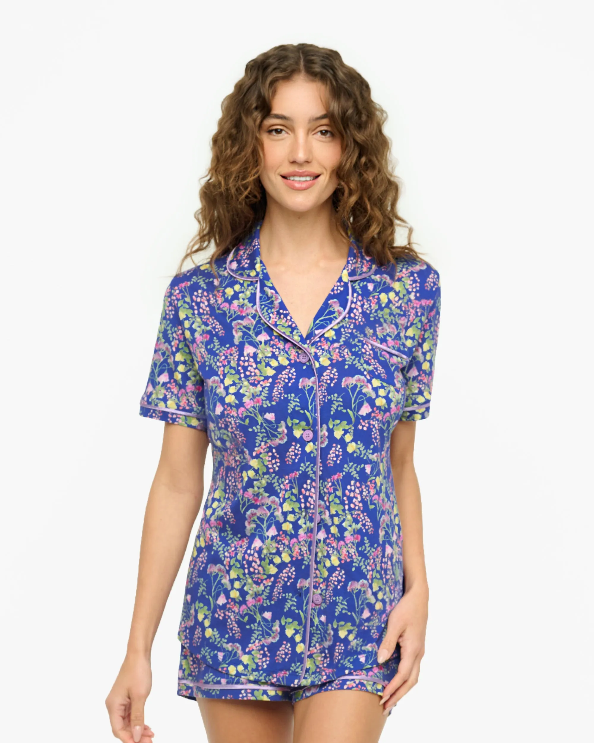 Short Sleeve Top & Boxer Pajama Set