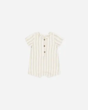 Short Sleeve Woven Romper || Summer Stripe