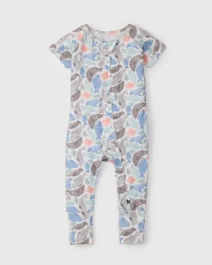 Short Sleeve Zipped Romper - Silly Seals