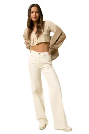 Size 3 Off White High Rise Wide Leg Jeans