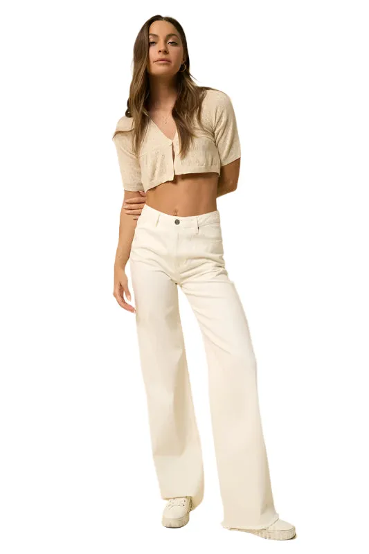 Size 3 Off White High Rise Wide Leg Jeans