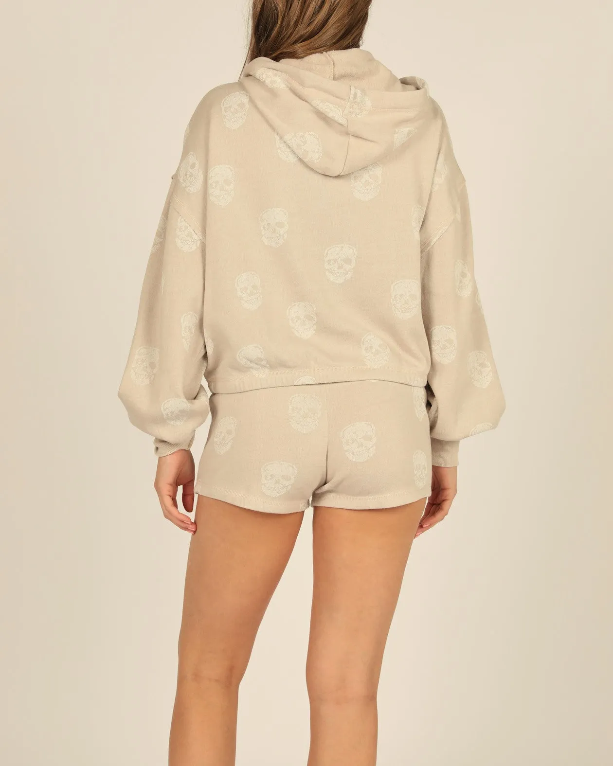 Skull Elastic Hem Sweatshirt Hoodie