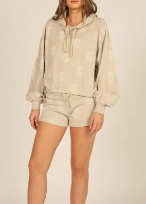 Skull Elastic Hem Sweatshirt Hoodie