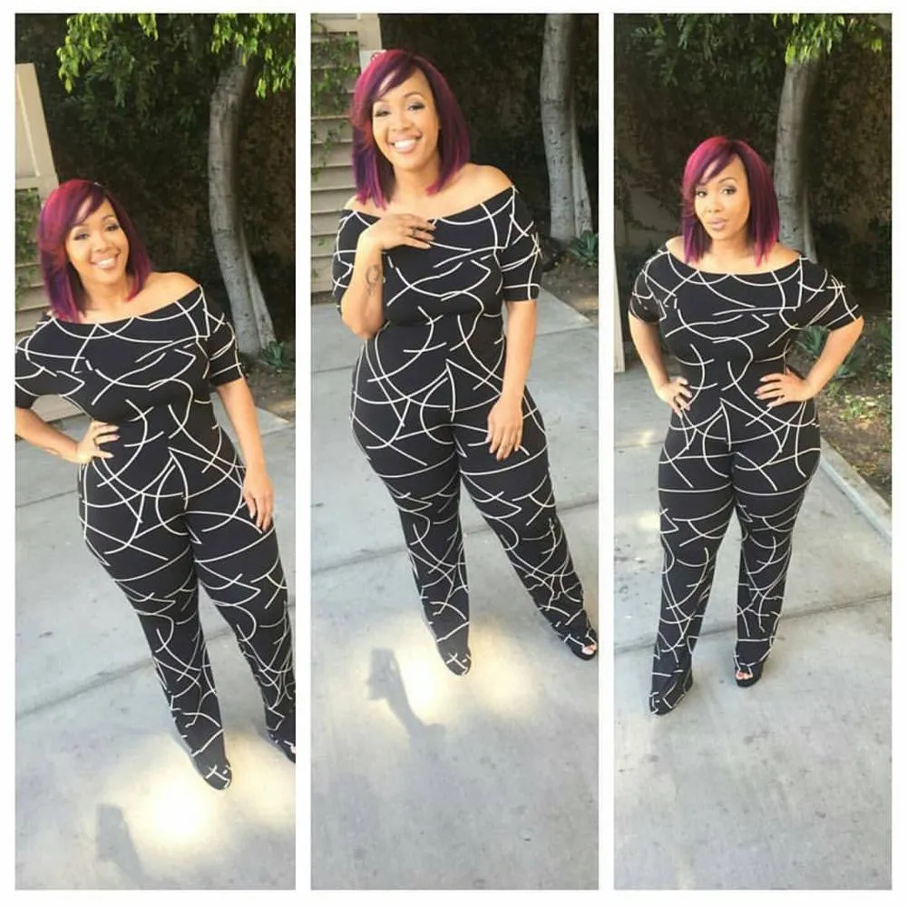 Slash Neck Stripe Short Sleeve Jumpsuit