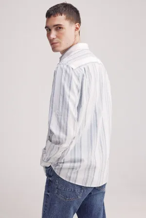 Slub Cotton Striped Shirt - Blue