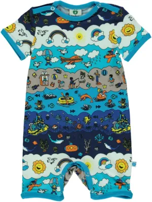 Smafolk Short Sleeved Body Suit - Beach Landscape Ocean Blue