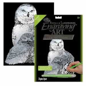 Snowy Owls Silver Foil Engraving Art Kit