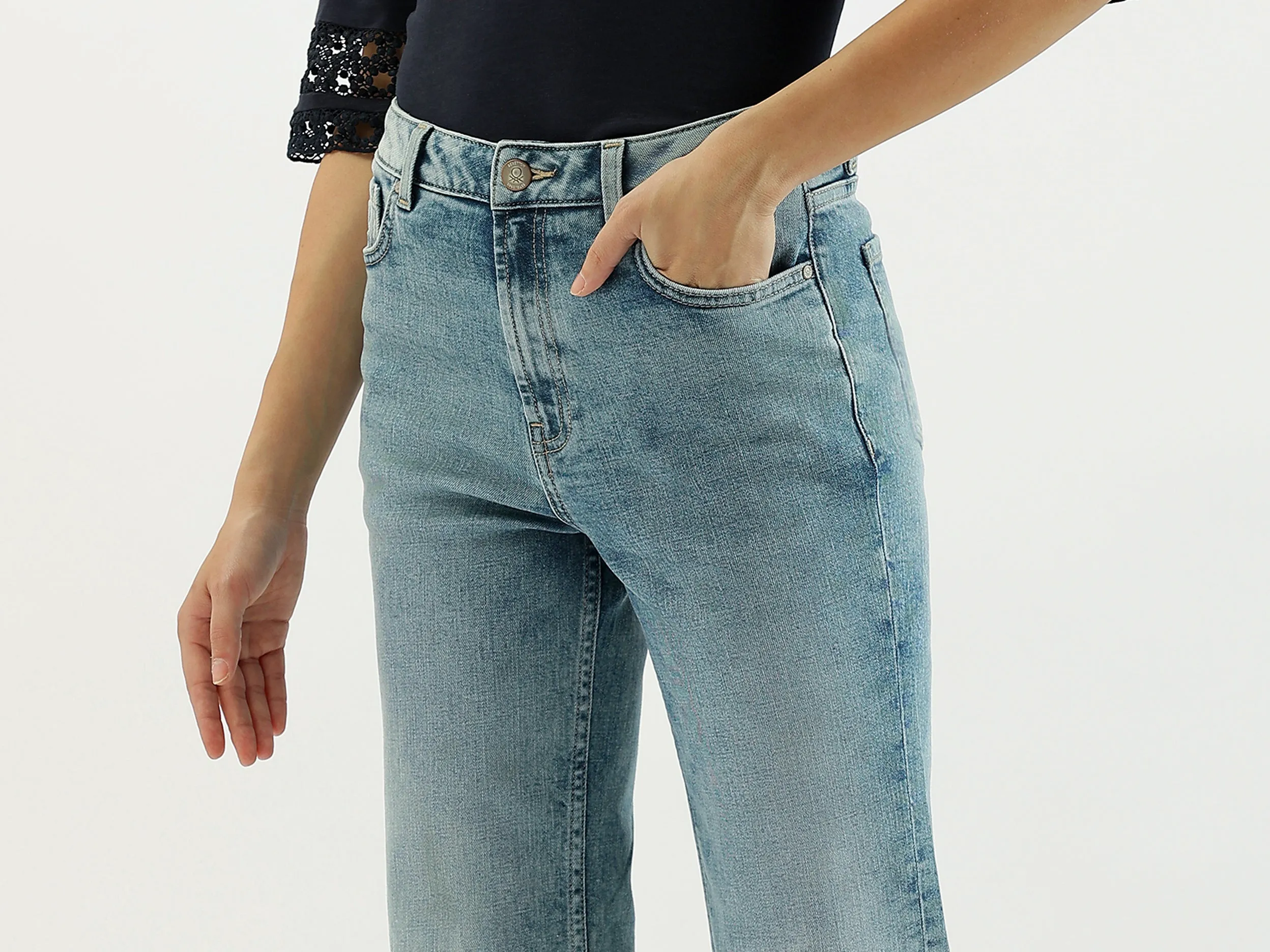 Solid Bootleg Jeans