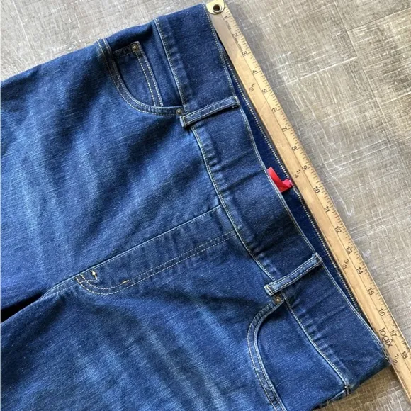 Spanx Women Flare Jeans 1X Tall Denim Pull On 20327T Dark Wash pull on Excellent