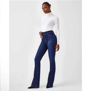 Spanx Women Flare Jeans 1X Tall Denim Pull On 20327T Dark Wash pull on Excellent