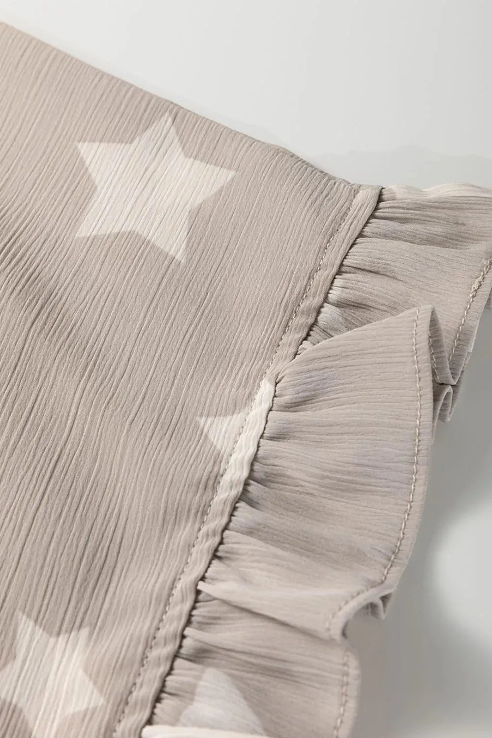 Star Print Crinkle Textured Kimono Ruffle Sleeve Romper