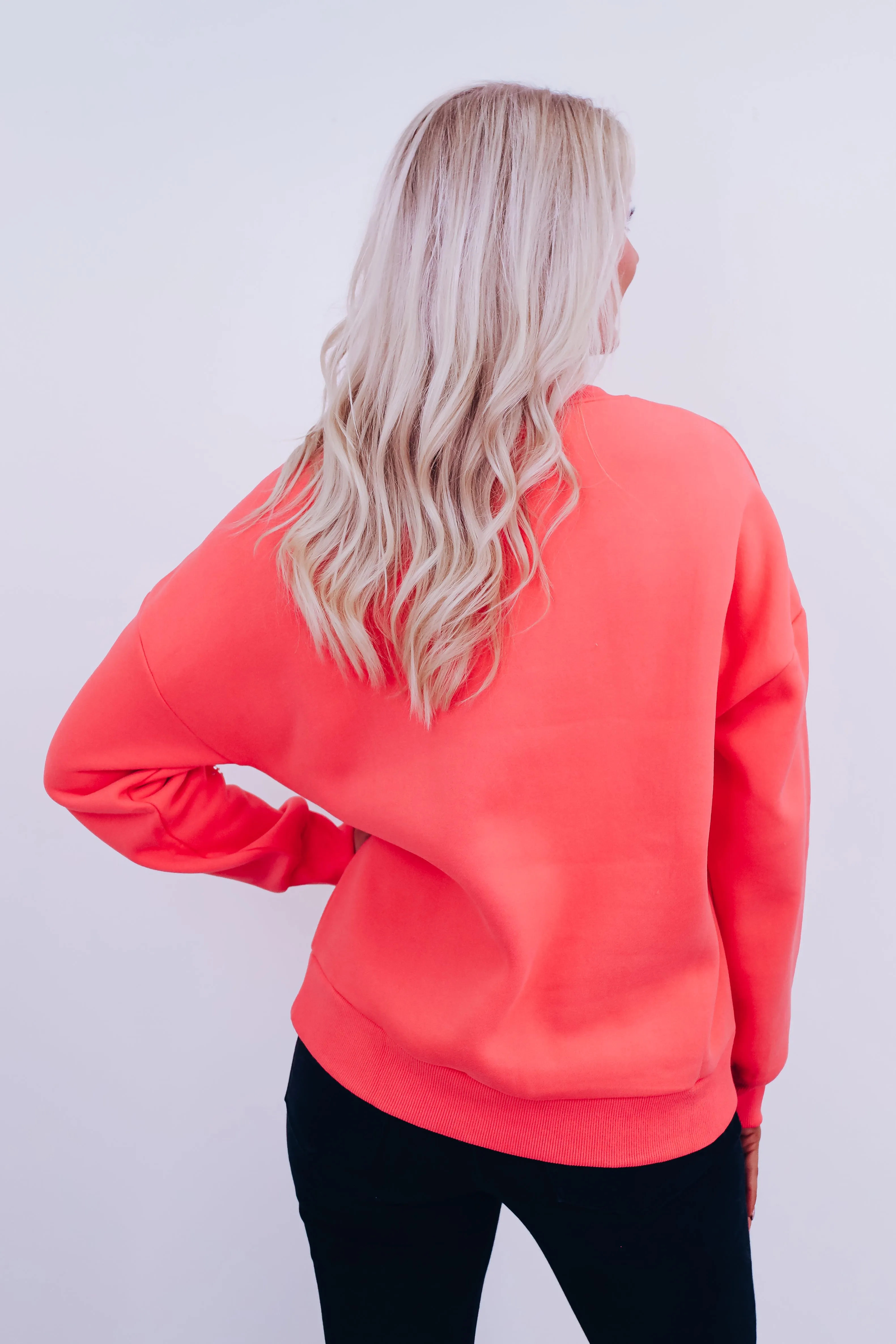 Star Studded Crew Neck Sweatshirt - Peach
