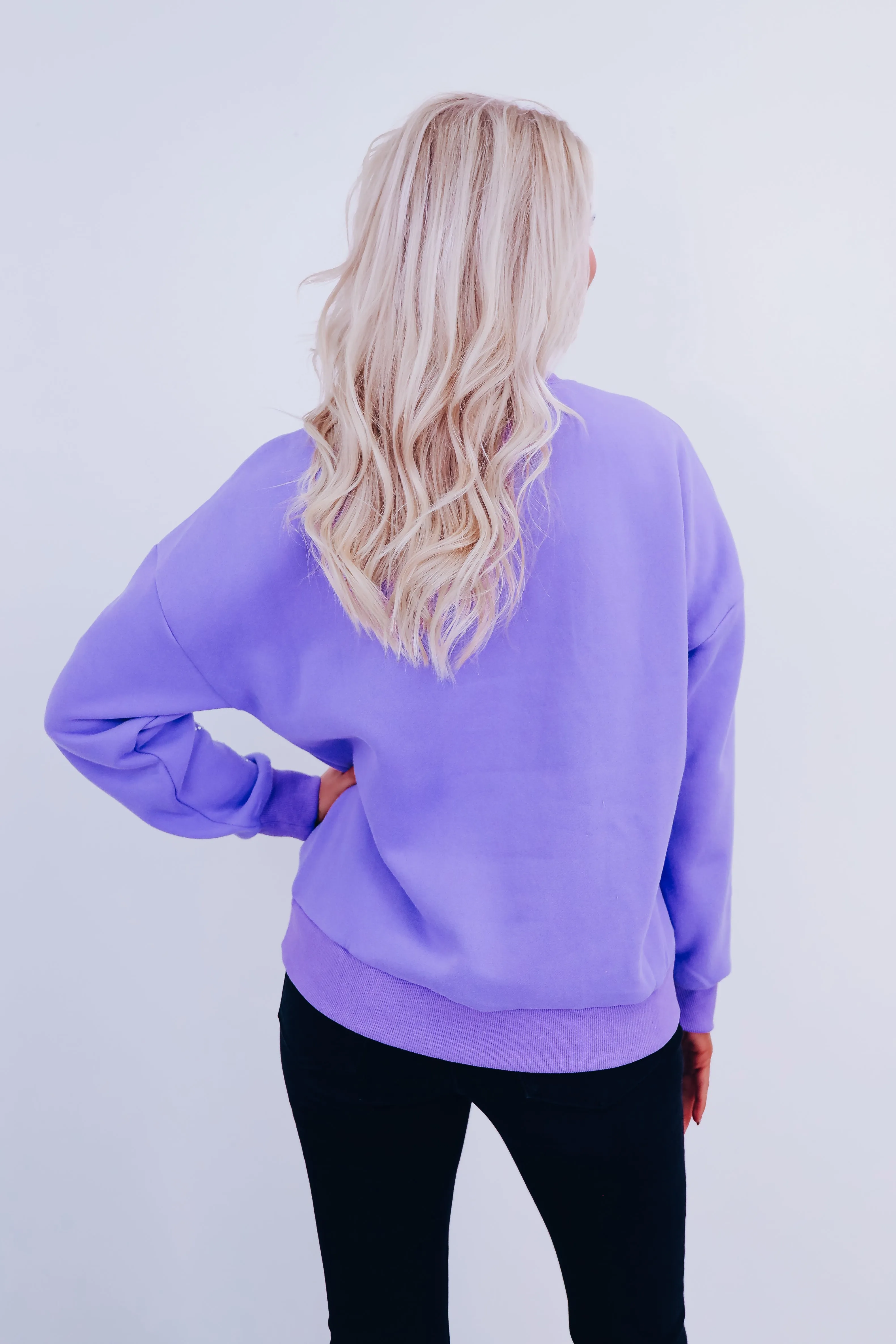 Star Studded Crew Neck Sweatshirt - Periwinkle