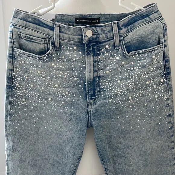 Stephanie Gottlieb X Joes Luna Ankle High Rise Cigarette Pearl Rhinestone Sz 30