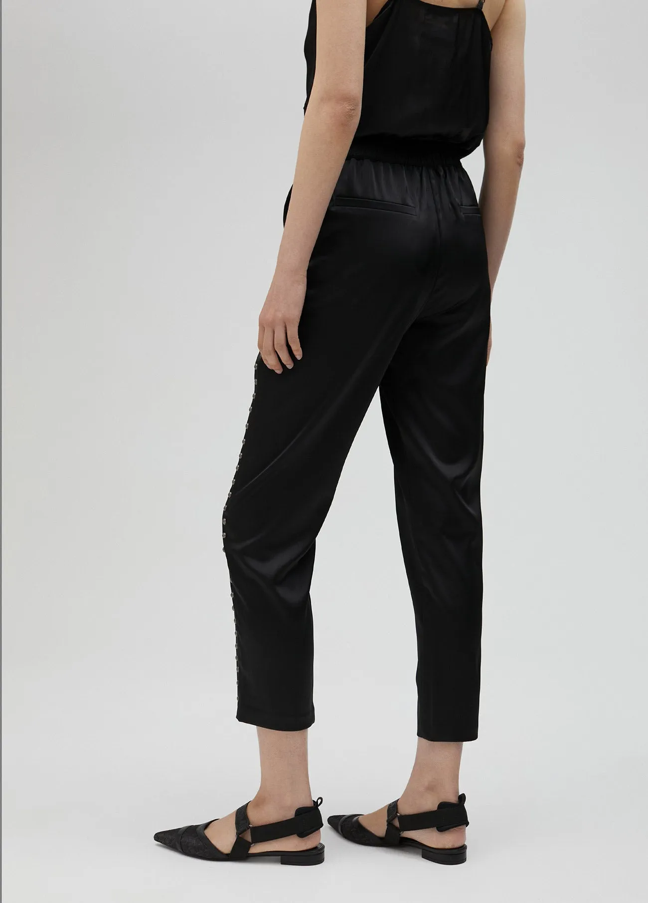 Studded satin joggers