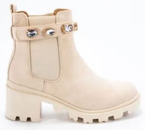 Studed Nude Suede Bootie