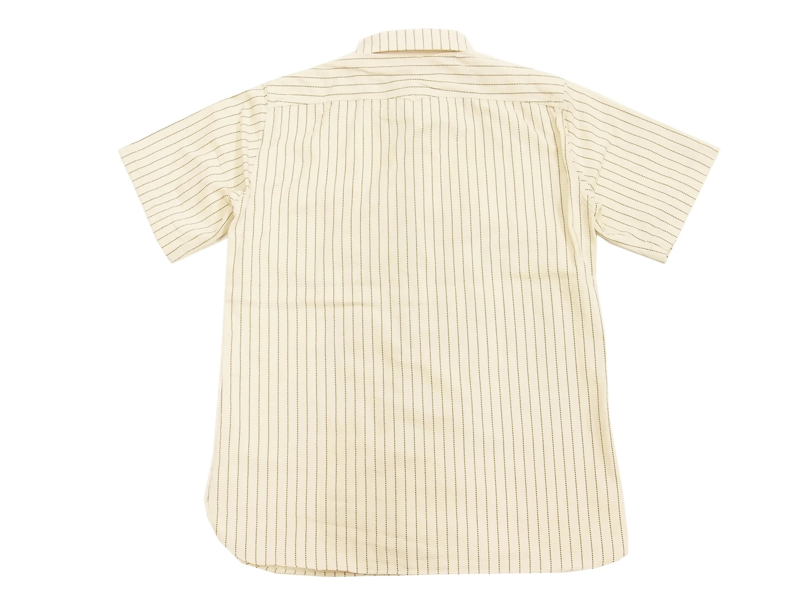 Sugar Cane Men's Ecru Colour Wabash Stripe Work Shirt Short Sleeve Button Up Shirt SC37275