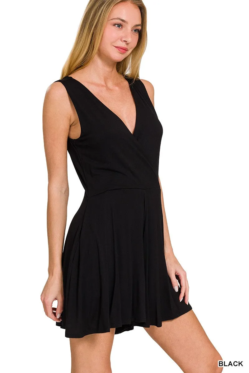 Surplice Neckline Sleeveless Romper - Final Sale