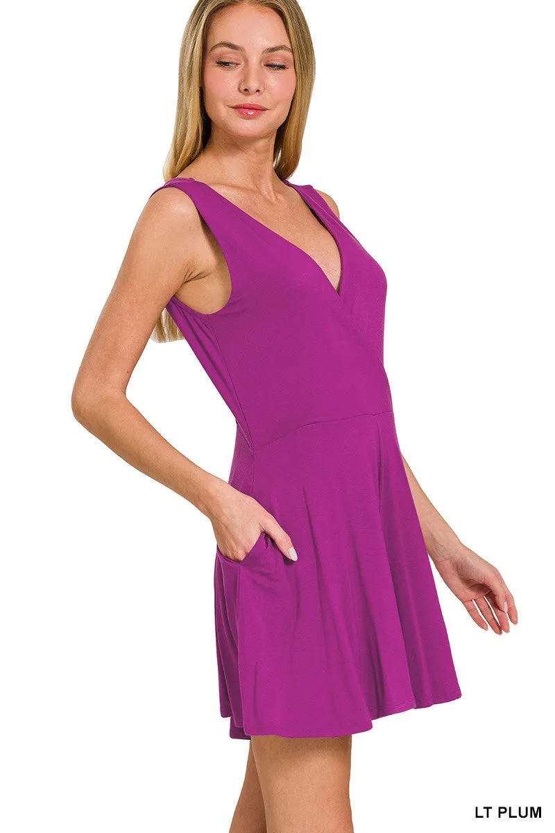 Surplice Neckline Sleeveless Romper - Final Sale