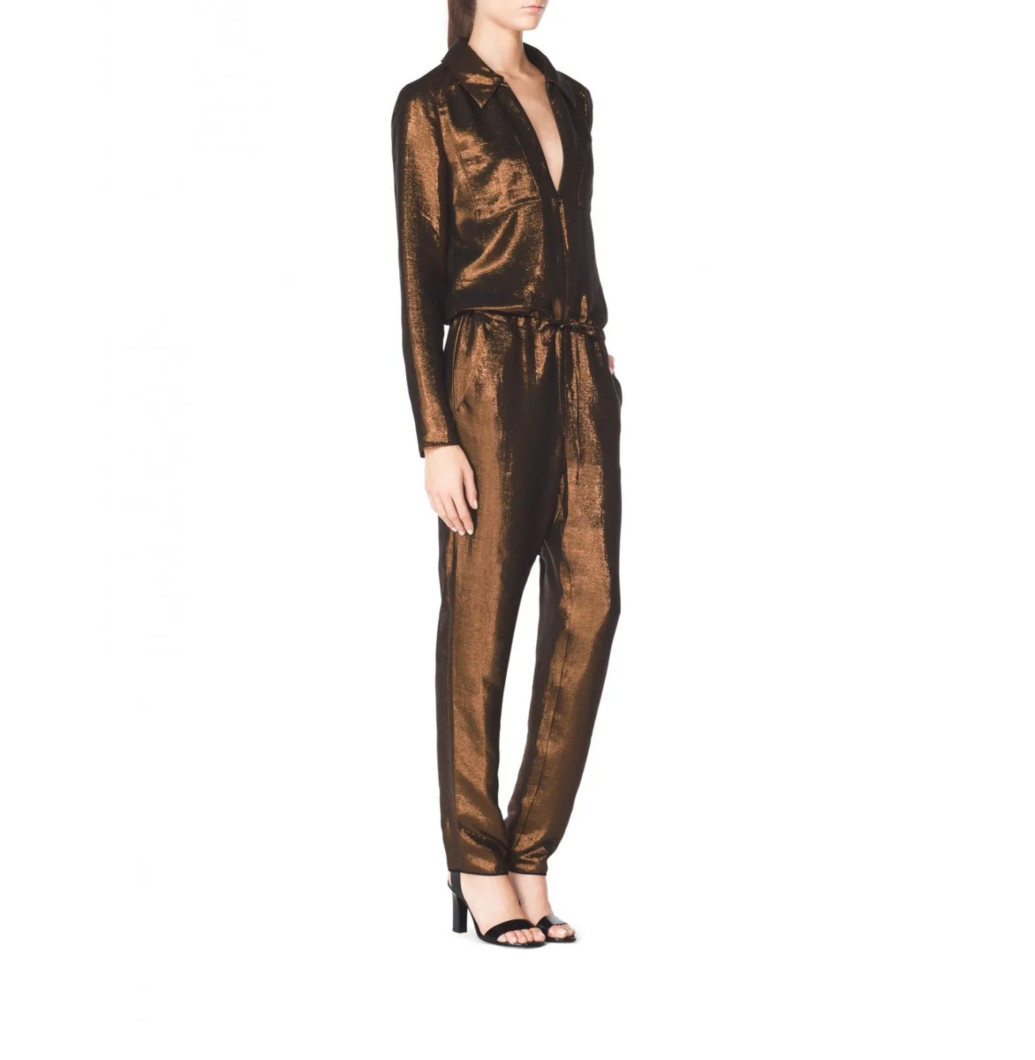 Tamara Mellon Bronze Long Sleeved Jumpsuit $1,495 NEW
