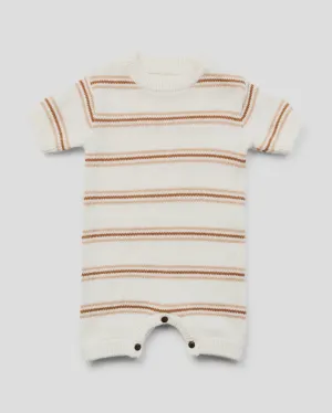 Tate Knit Romper Tan Stripe