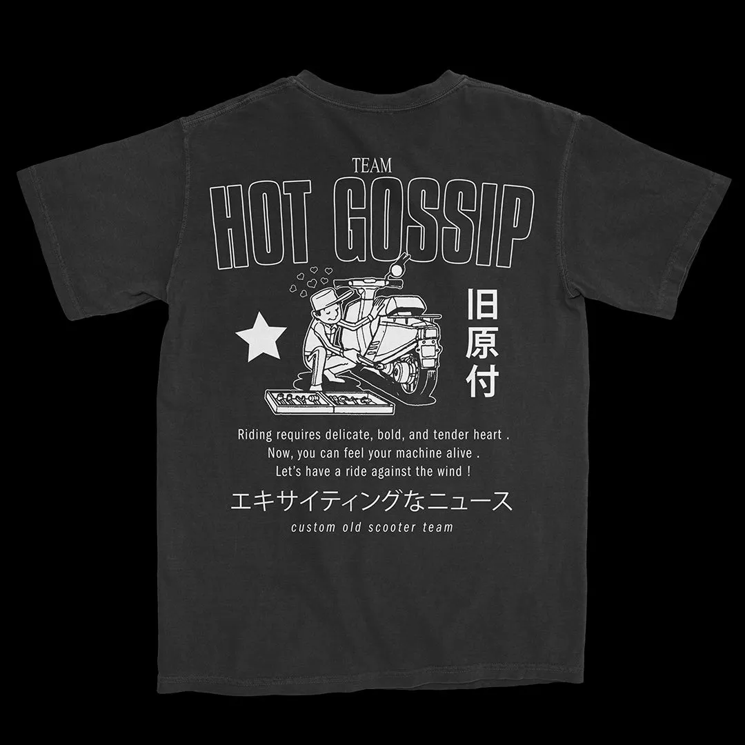 TEAM HOT GOSSIP SCOOTER SHIRT - BLACK / WHITE