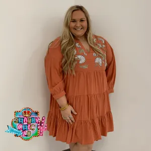 Terra Cotta Floral Dress