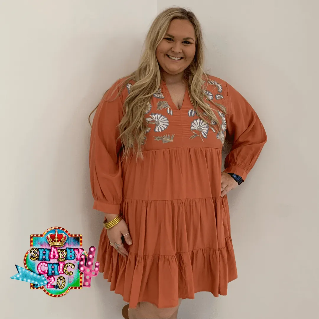 Terra Cotta Floral Dress