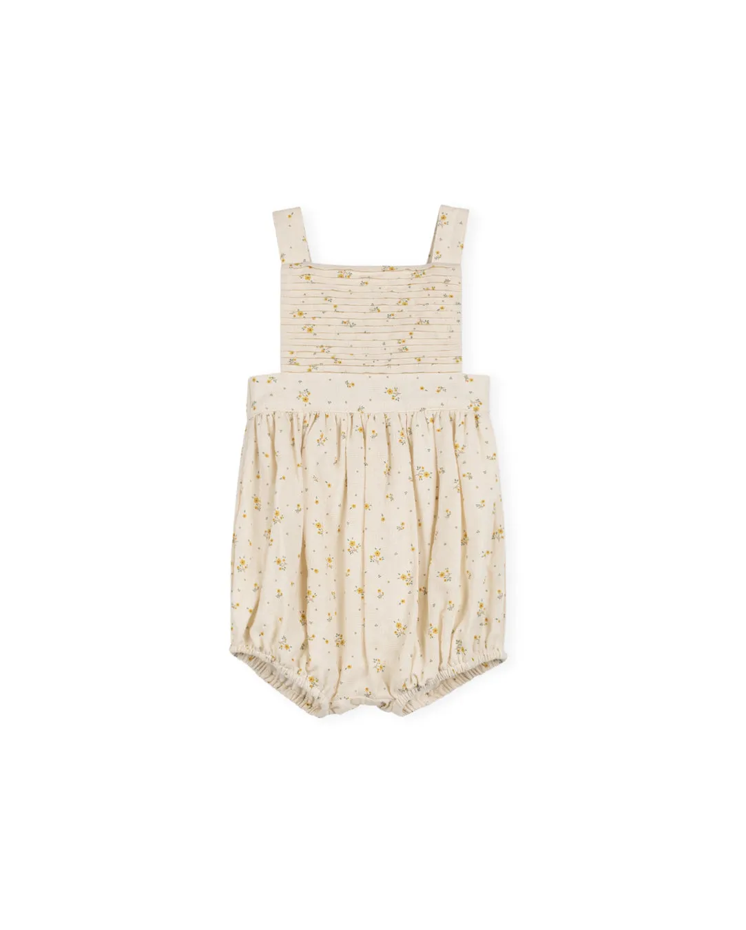 Textured Linen Floral Print Romper