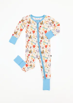 The Sleepy Sloth 100 ACRES OF HUGS Winnie the Pooh Print Zip Jammies Convertible Romper