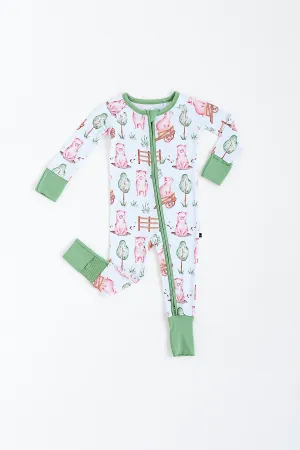 The Sleepy Sloth Piggies Oh So Hamsome Zip Jammies Convertible Romper