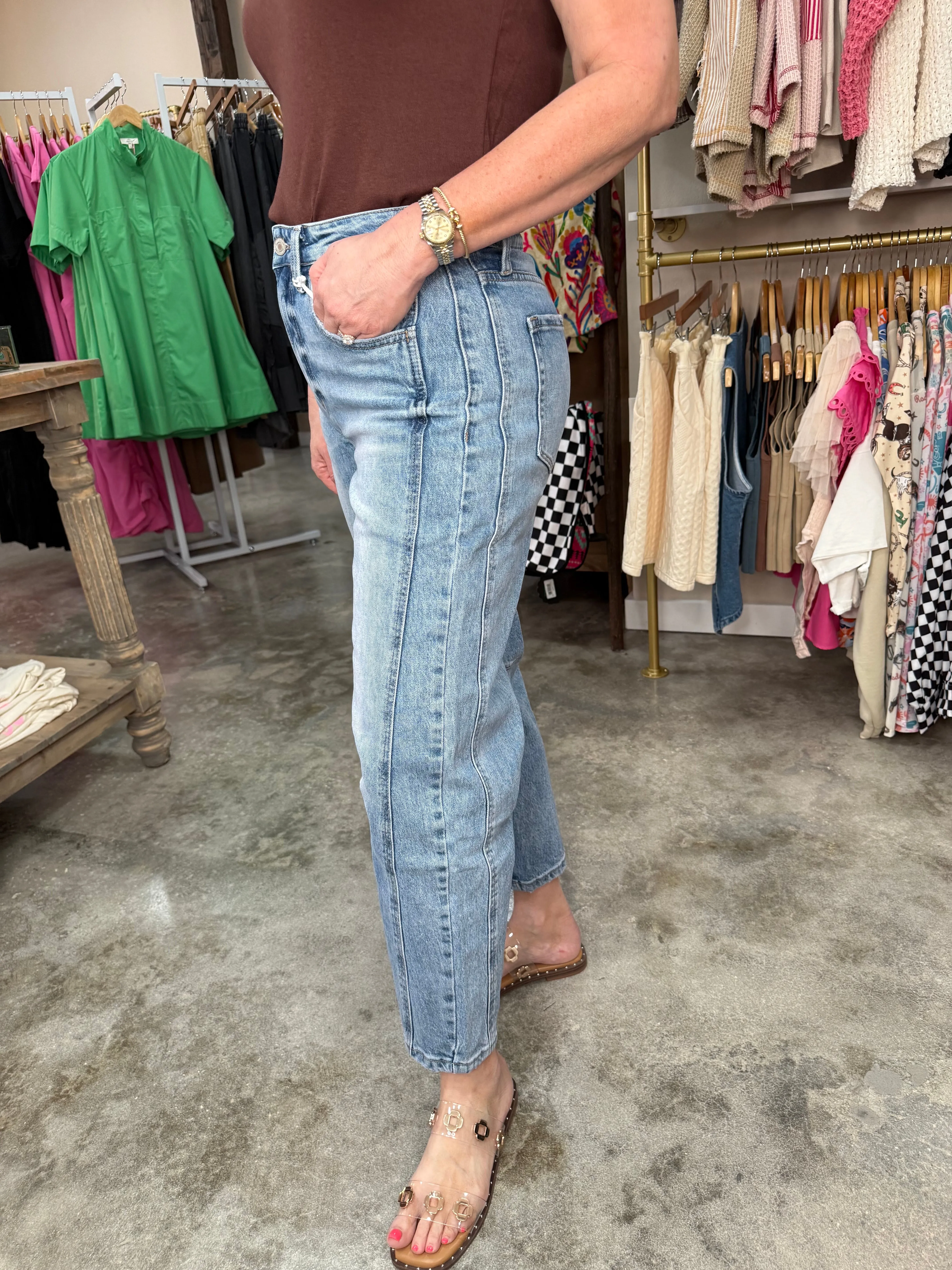 Tingle High Rise Barrel Jeans