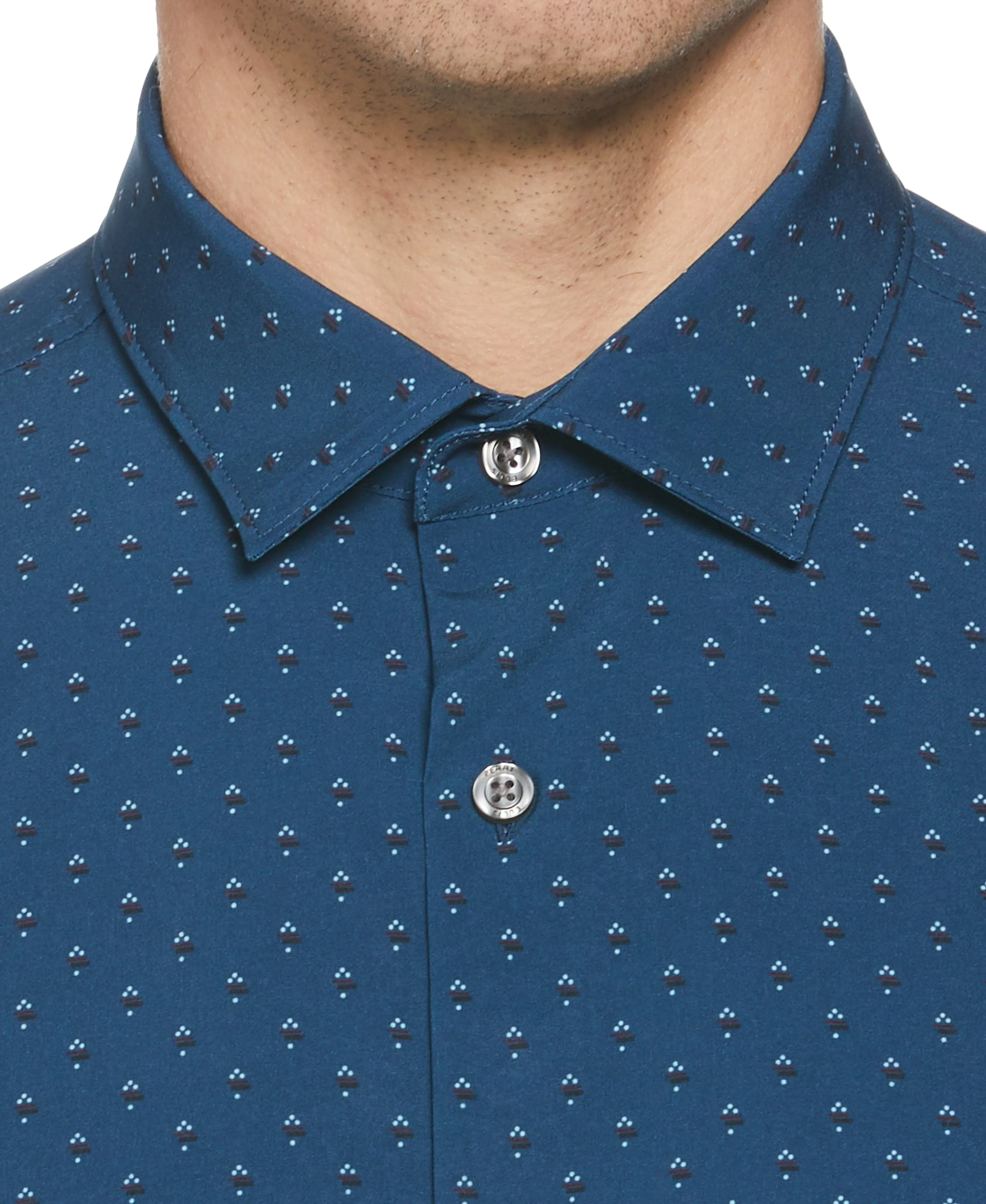 Total Stretch Rolled Sleeve Micro Geometric Shirt