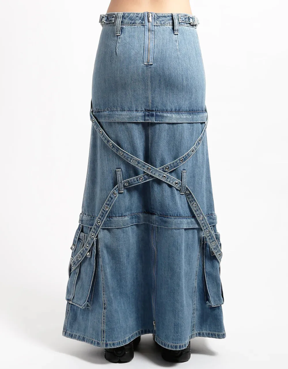 TRIPP NYC ZIP OFF SKIRT LIGHT DENIM