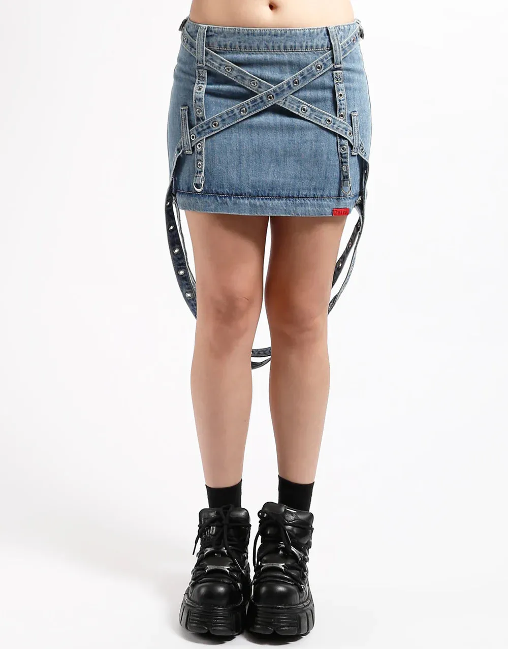 TRIPP NYC ZIP OFF SKIRT LIGHT DENIM