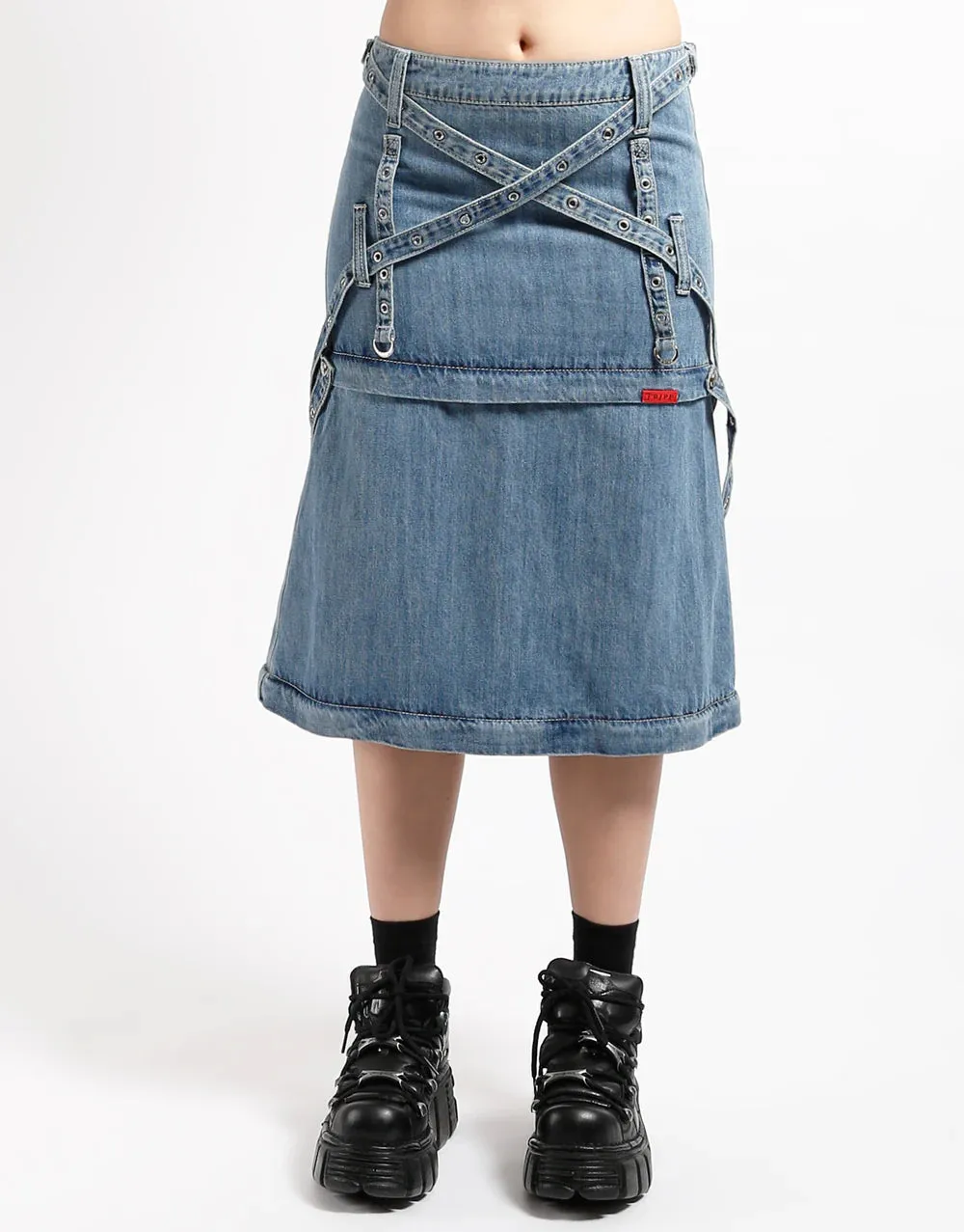 TRIPP NYC ZIP OFF SKIRT LIGHT DENIM