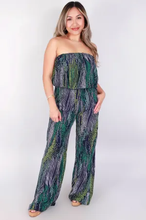 TUBE BEAD PRINT JUMPSUIT