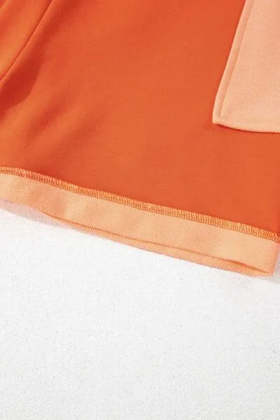 Two-Tone Short Sleeve V Neck Patched Pocket Romper