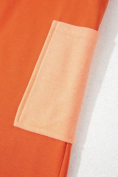 Two-Tone Short Sleeve V Neck Patched Pocket Romper